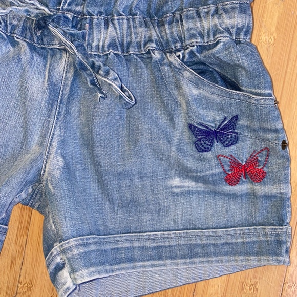 ScoLar Embroidered Blue Denim Romper Waist Elastic Women's M Bunny Flowers Cute! - Picture 6 of 13